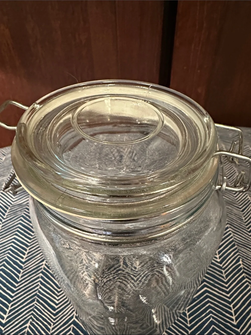Large, Vintage glass jar • metal clasp with rubber, air tight seal